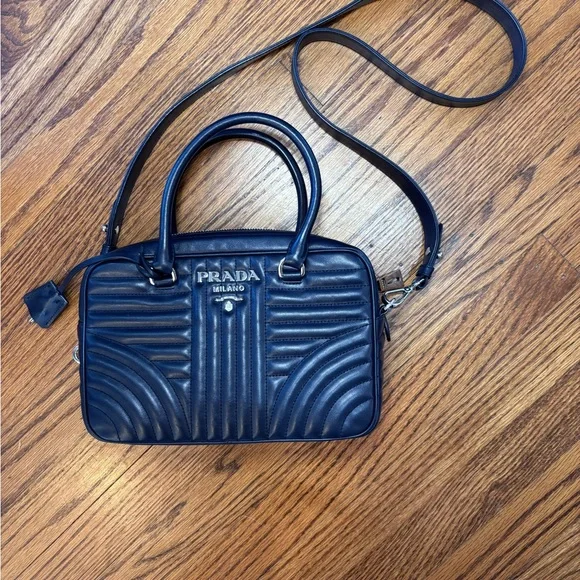 Prada Diagramme Baltic navy blue purse crossbody designer authentic bag - Picture 7 of 12
